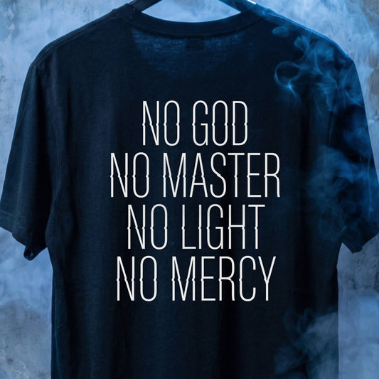 Unisexe, Sans Dieu, Maître, Lumière, T-shirt Miséricorde | Texte dystopique