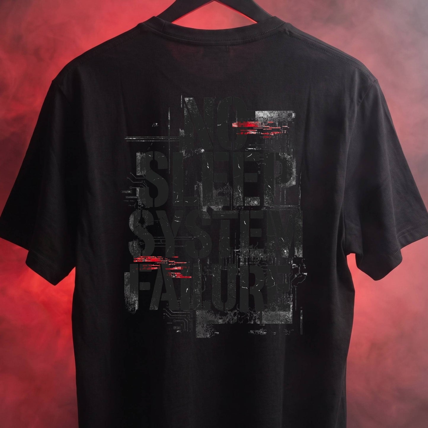 T-shirt No Sleep, System Failure — T-shirt graphique Cyberpunk Techwear