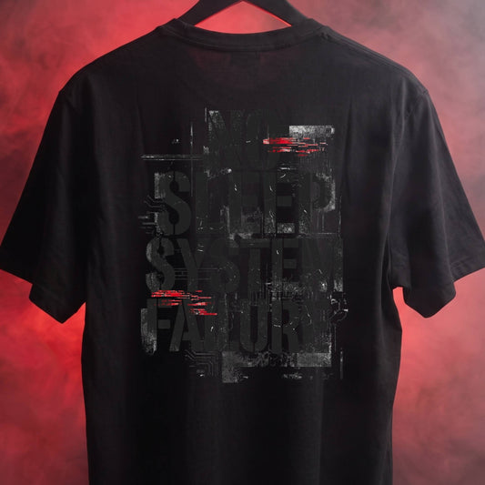 T-shirt No Sleep, System Failure — T-shirt graphique Cyberpunk Techwear